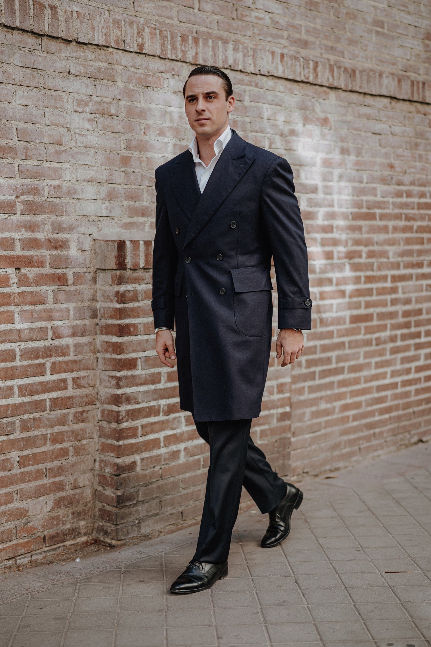 NAVY BLUE DOUBLE-STYLE COAT