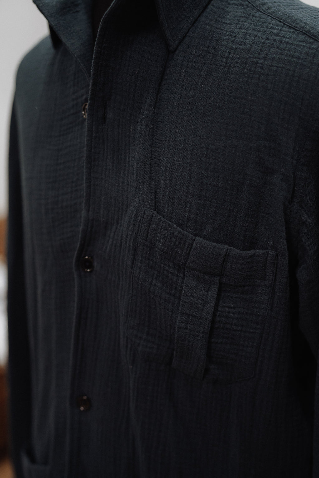 Camisa Pijamera Azul Marino en Algodón