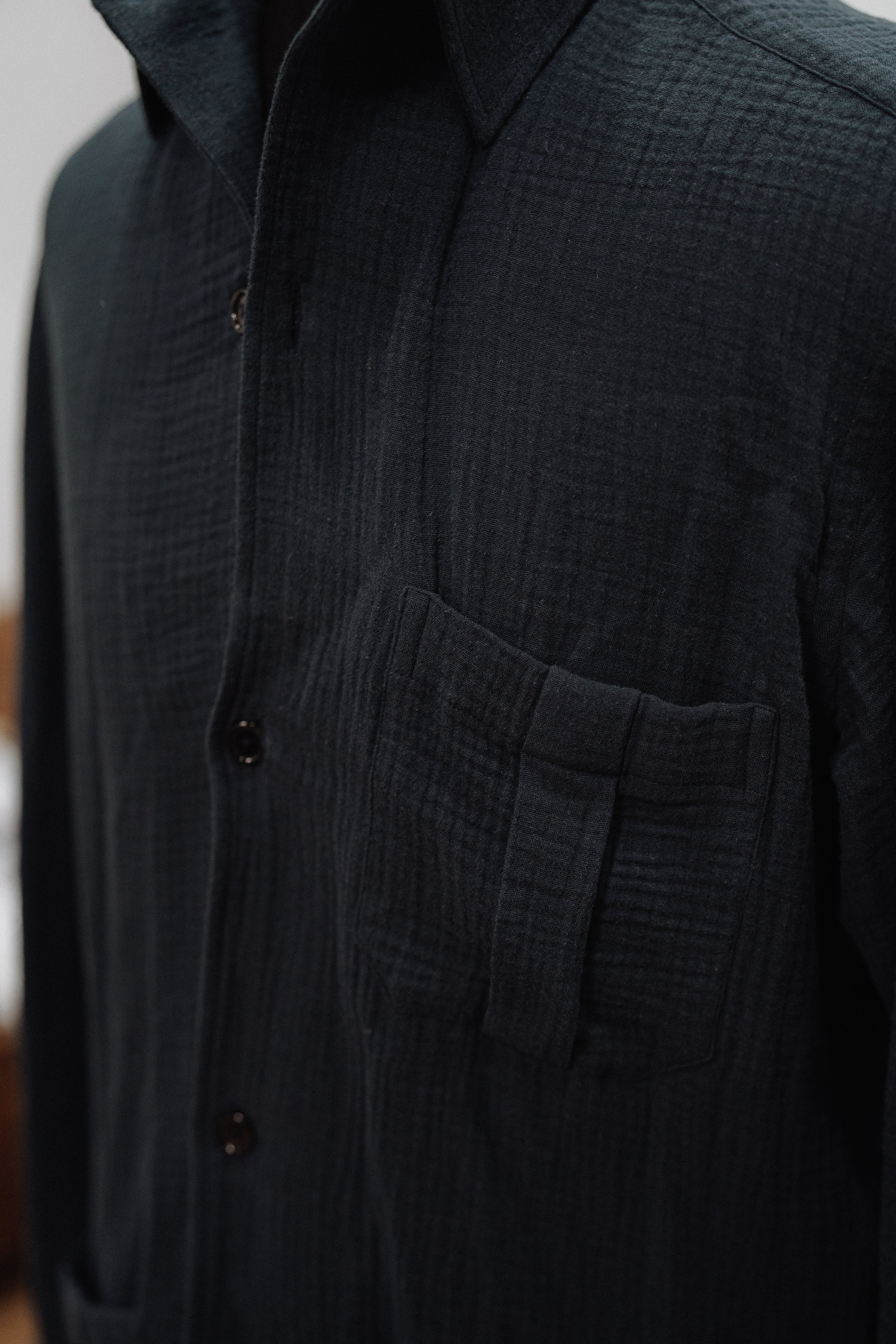Camisa Pijamera Azul Marino en Algodón