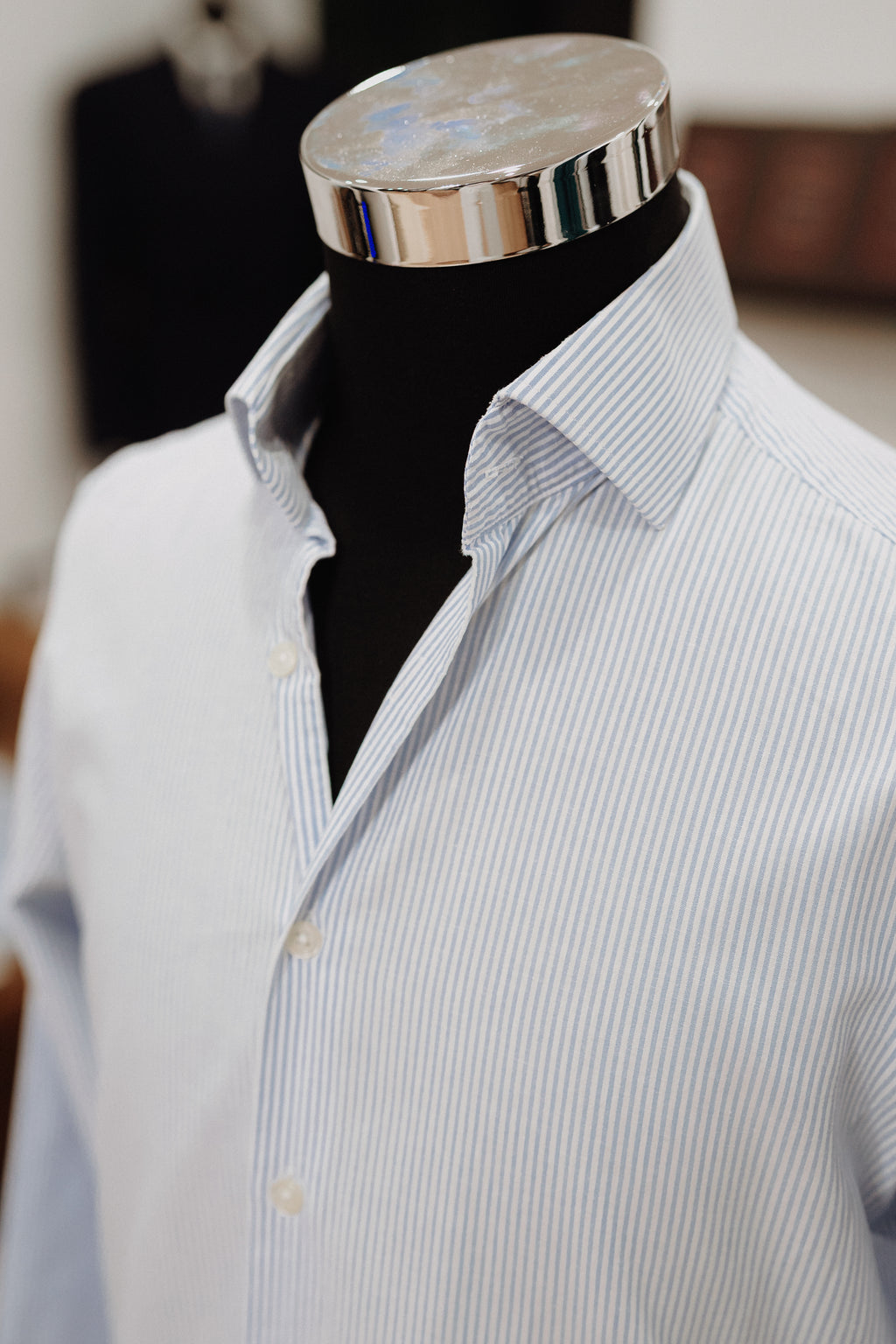 Camisa Rayas Azul Celeste en Lino