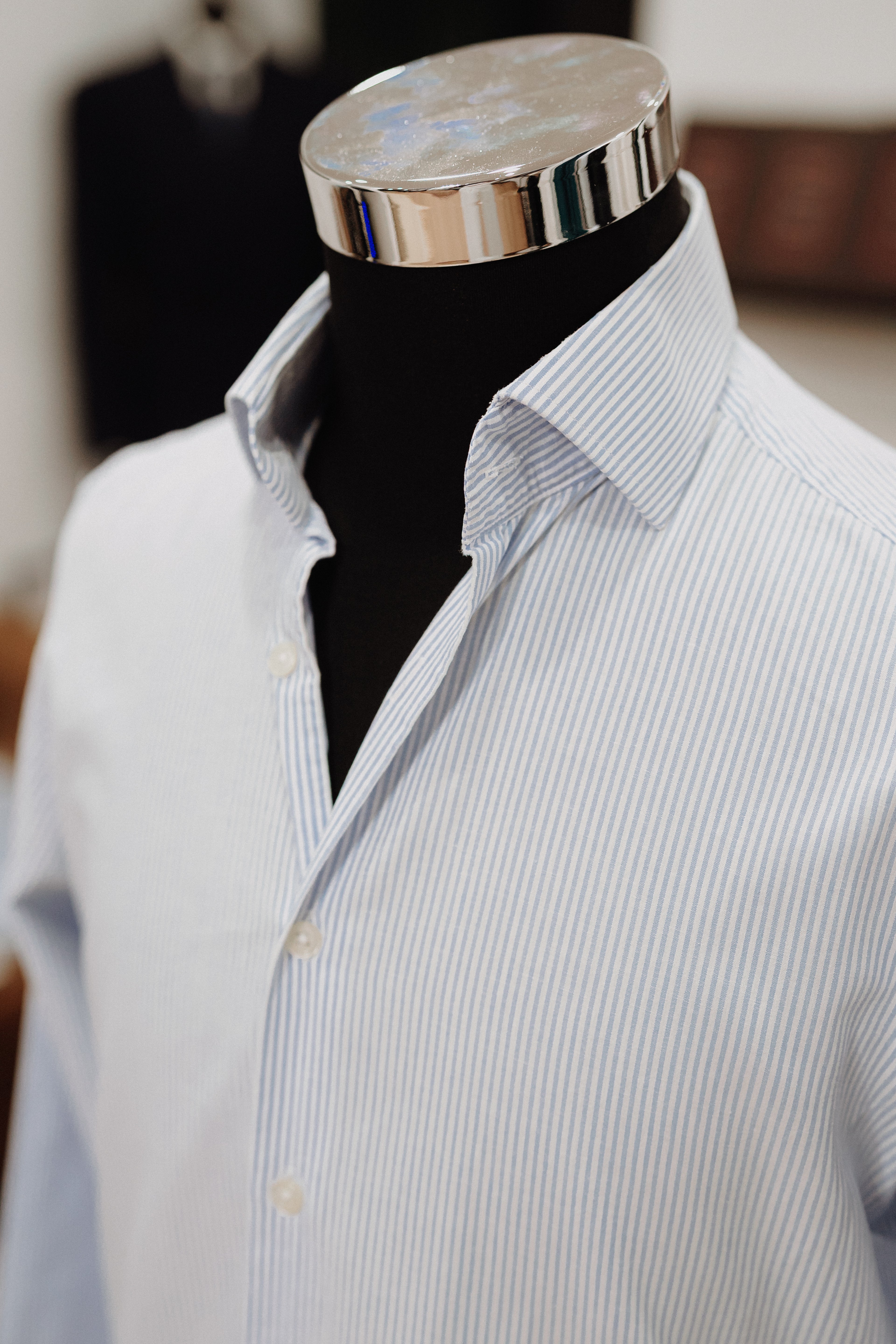 Camisa Rayas Azul Celeste en Lino
