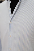 Camisa Rayas Azul Celeste en Lino