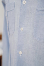 Guayabera Cubana Celeste en Lino y Algodón