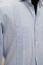 Guayabera Cubana Celeste en Lino y Algodón