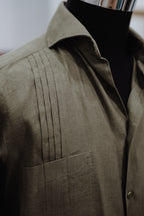 Guayabera Verde Caza en Lino