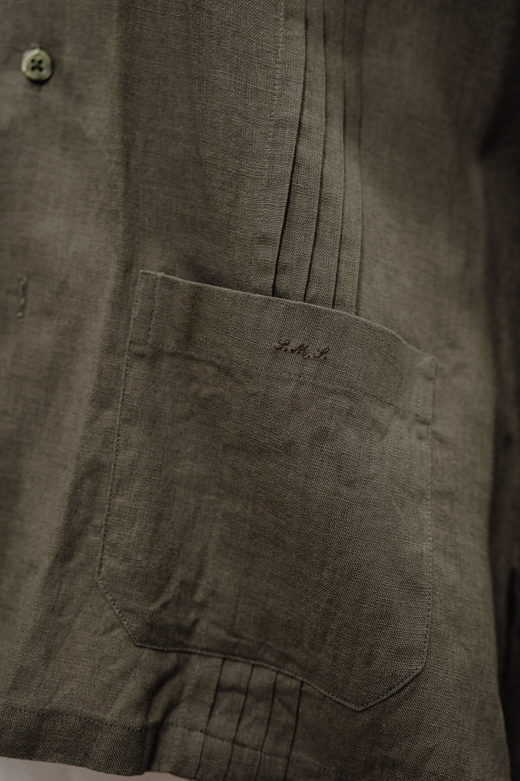 Guayabera Verde Caza en Lino